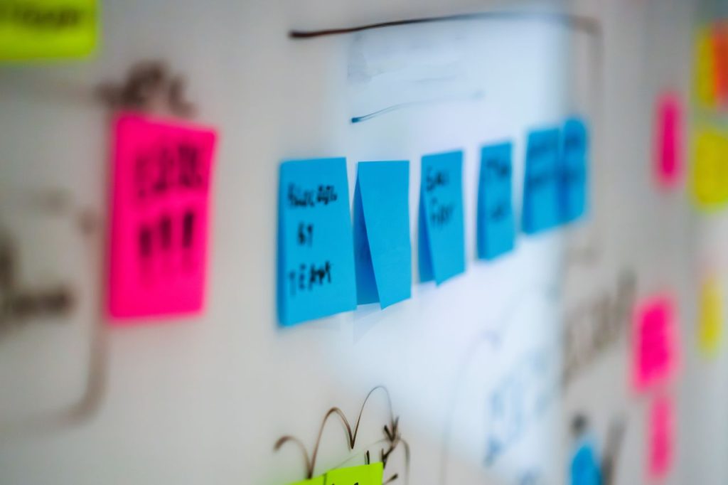 pexels photo 29521529 29521529 Sticky notes on a whiteboard during a creative brainstorming session in an office.